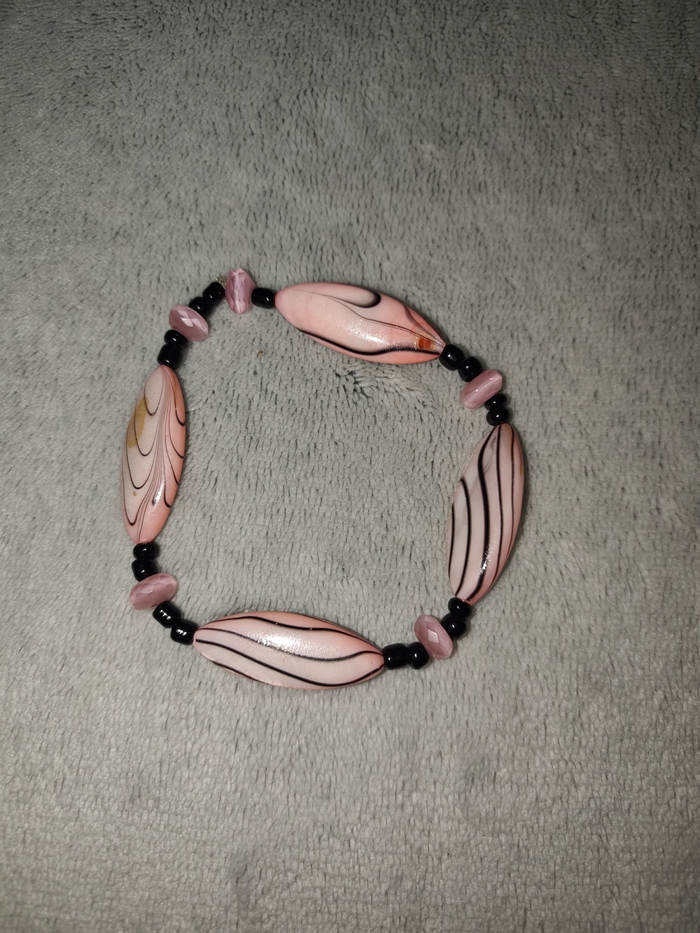 Pink Glass Bead Stretch Bracelet - Handmade Jewelry
